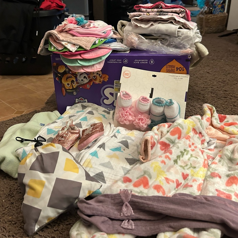 Box of Assorted Newborn Baby Girl Items